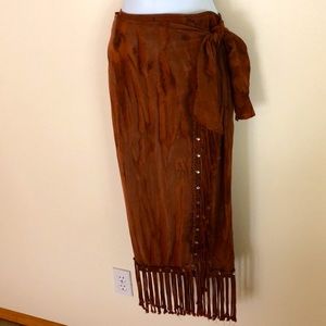 Risky# fringe wrap skirt rusty brick color, size Medium